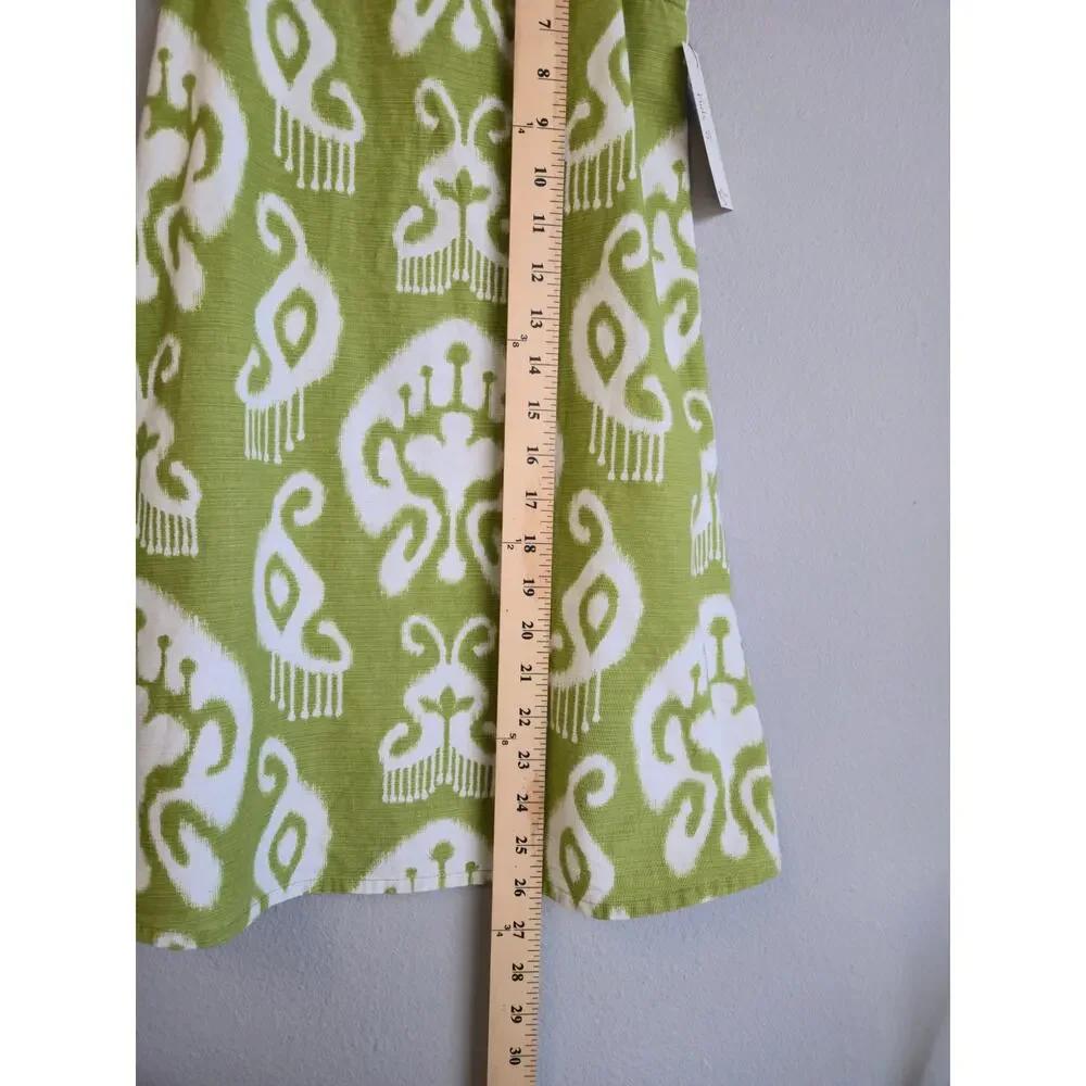 Gymboree Girls Green White Ikat Bejeweled Collar‎ Sleeveless Dress Size 8 2010=0